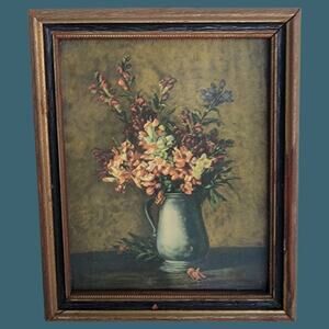 Vintage Miniature Floral Still Life Replica Painting